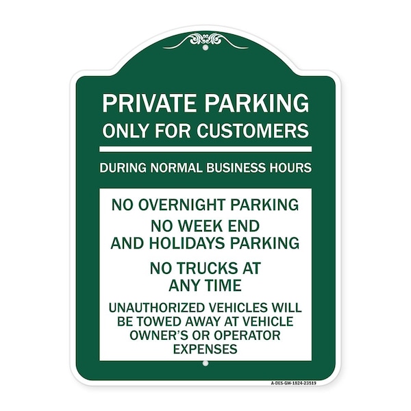 Signmission Only for Customers During Normal Business Hours No Overnight Parking No Trucks at Any, GW-1824-23519 A-DES-GW-1824-23519 - main